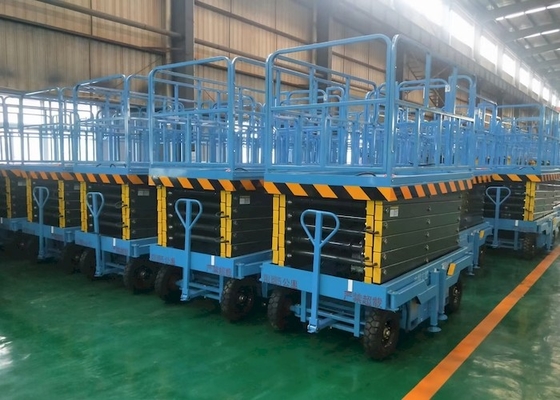 লেভেল অ্যালার্ম ব্যালেন্স ভালভ সহ মোবাইল 14m 450kg হাইড্রোলিক লিফটিং প্ল্যাটফর্ম